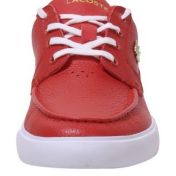 Men's Lacoste Bayliss Deck Leather and Synthetic Red/White - Picture 2 of 5